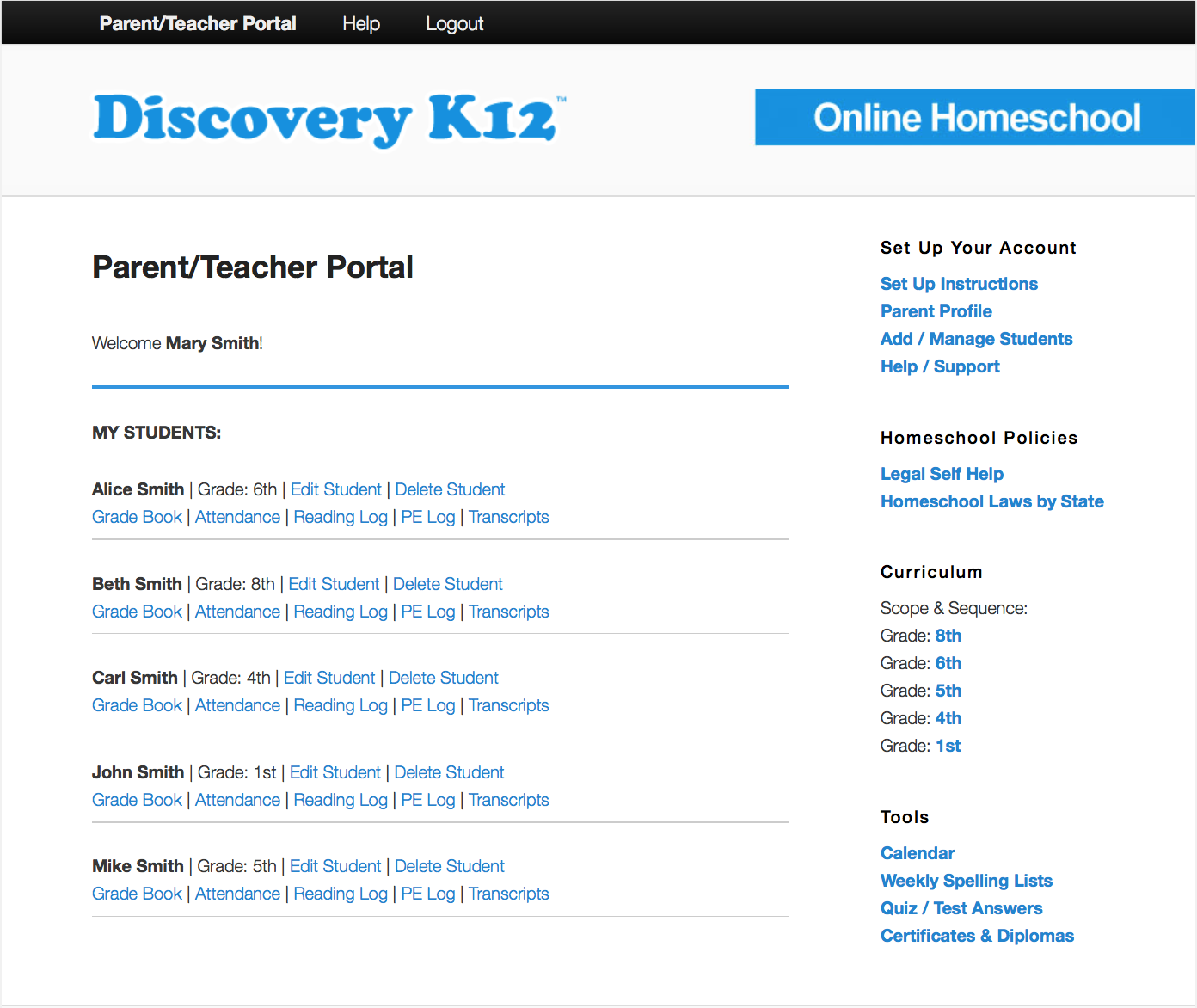 discovery k12 kindergarten requirments